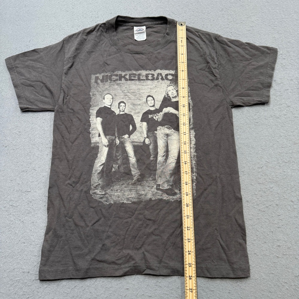 Y2K Nickelback Band T-Shirt Men's Small Gray Rockstar Lyrics Double Sided Merch - Picture 5 of 6